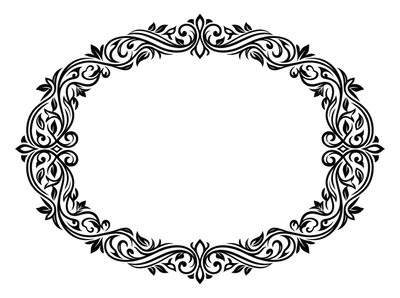 Decorative Oval Floral Frame With Ornate Swirls