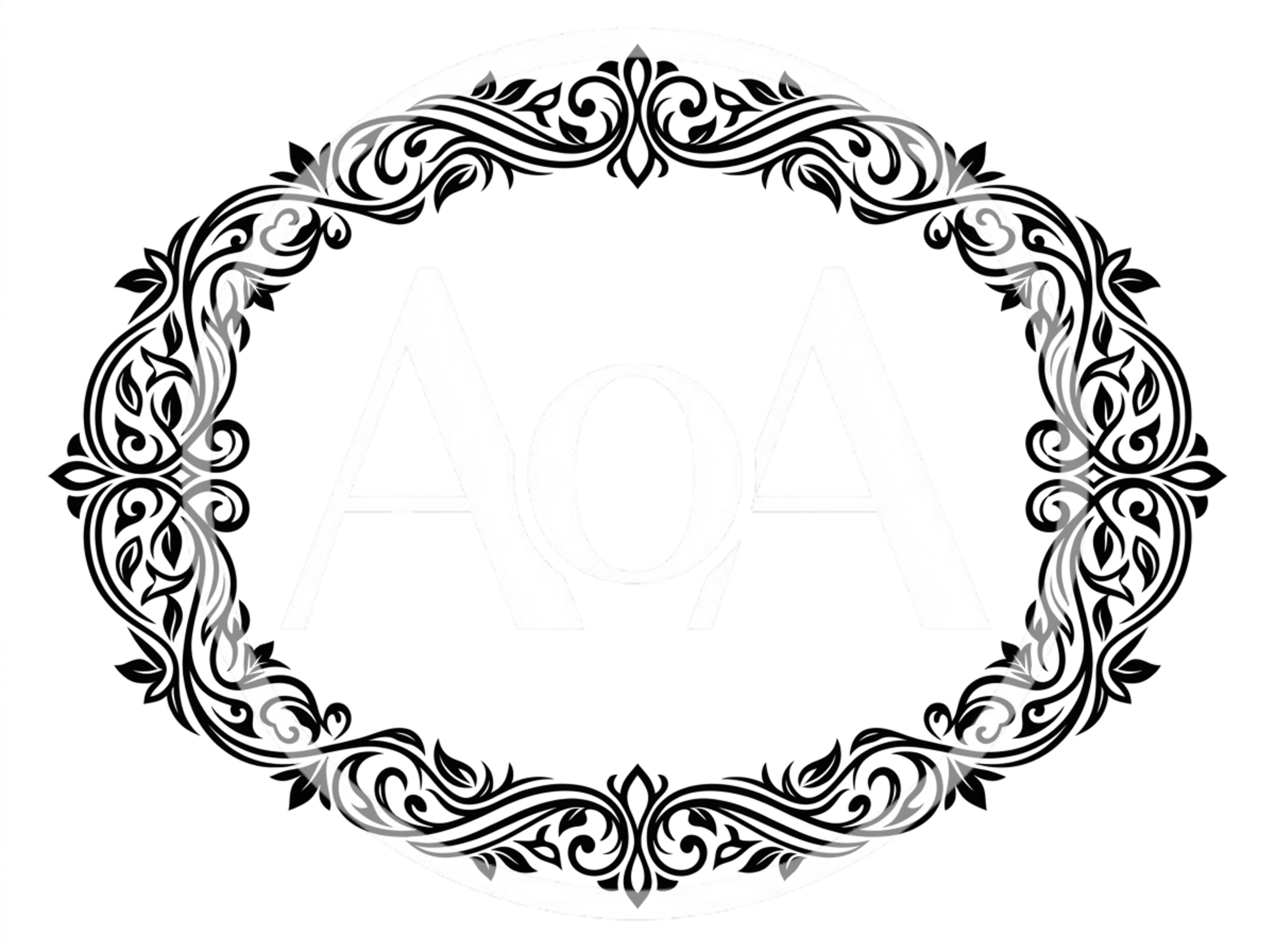 Decorative Oval Floral Frame With Ornate Swirls