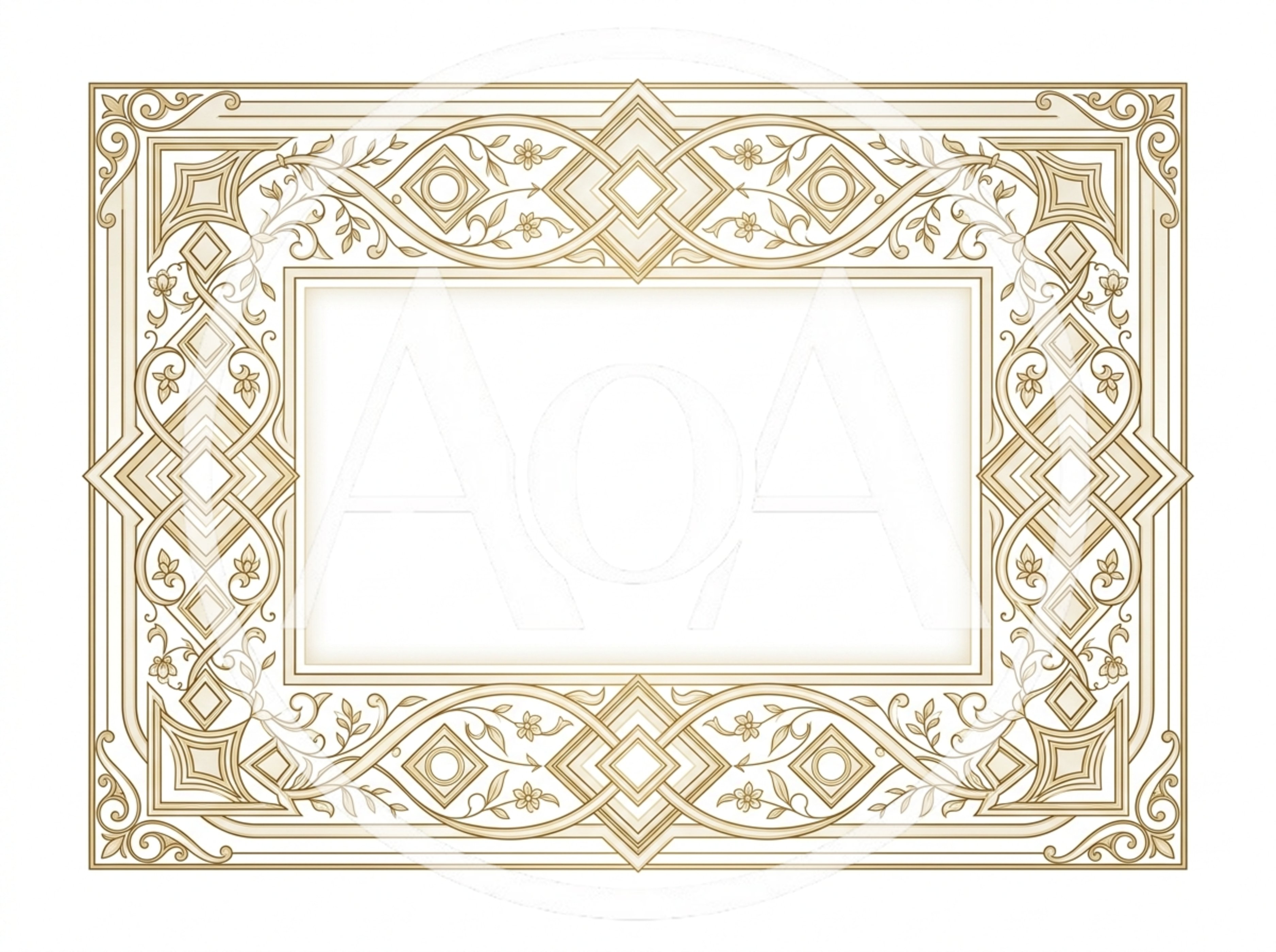 Ornate Decorative Rectangular Frame With Floral Patterns