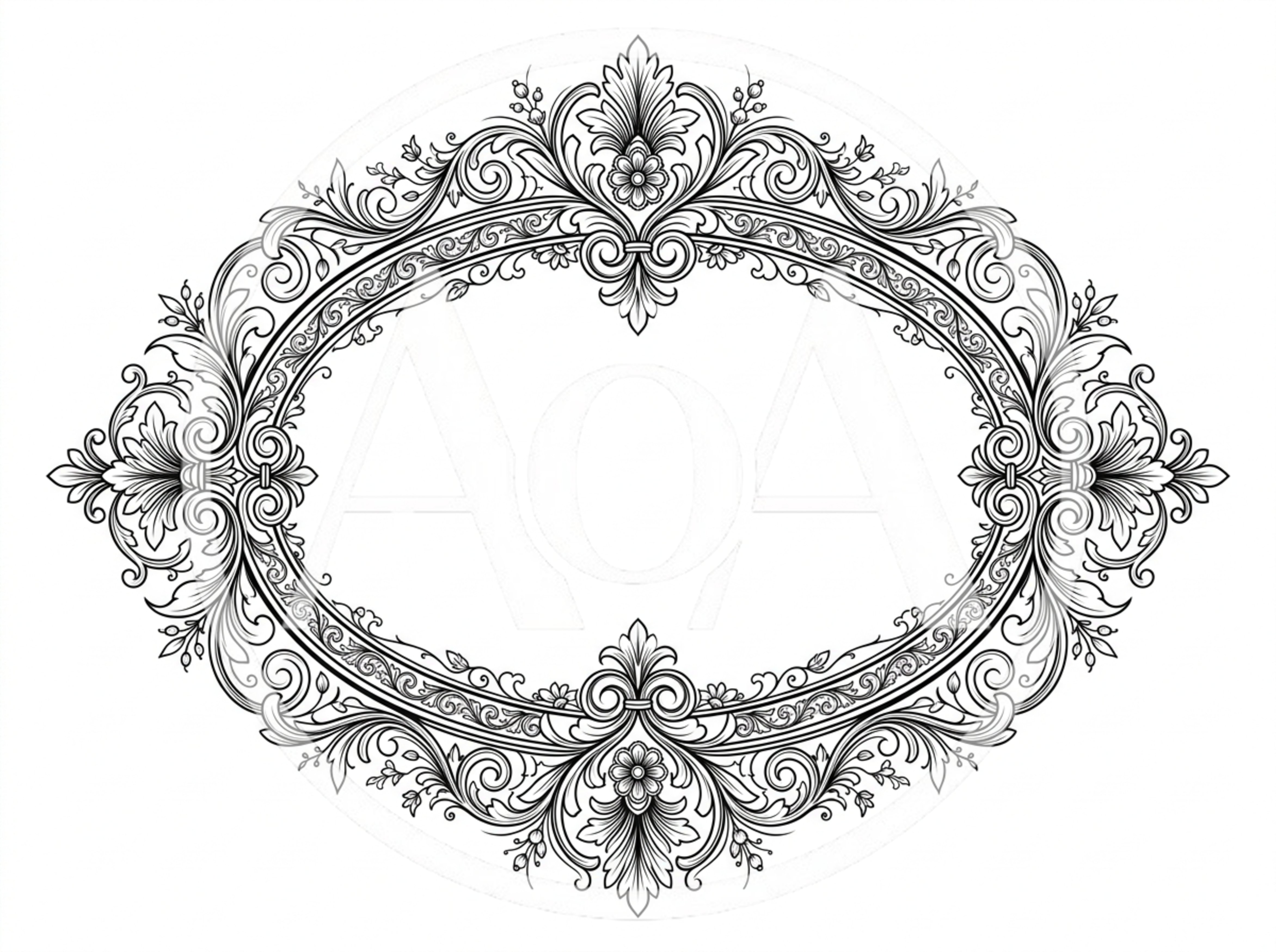 Ornate Baroque Style Oval Decorative Frame
