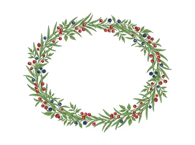 Hand Drawn Botanical Berry Wreath Illustration