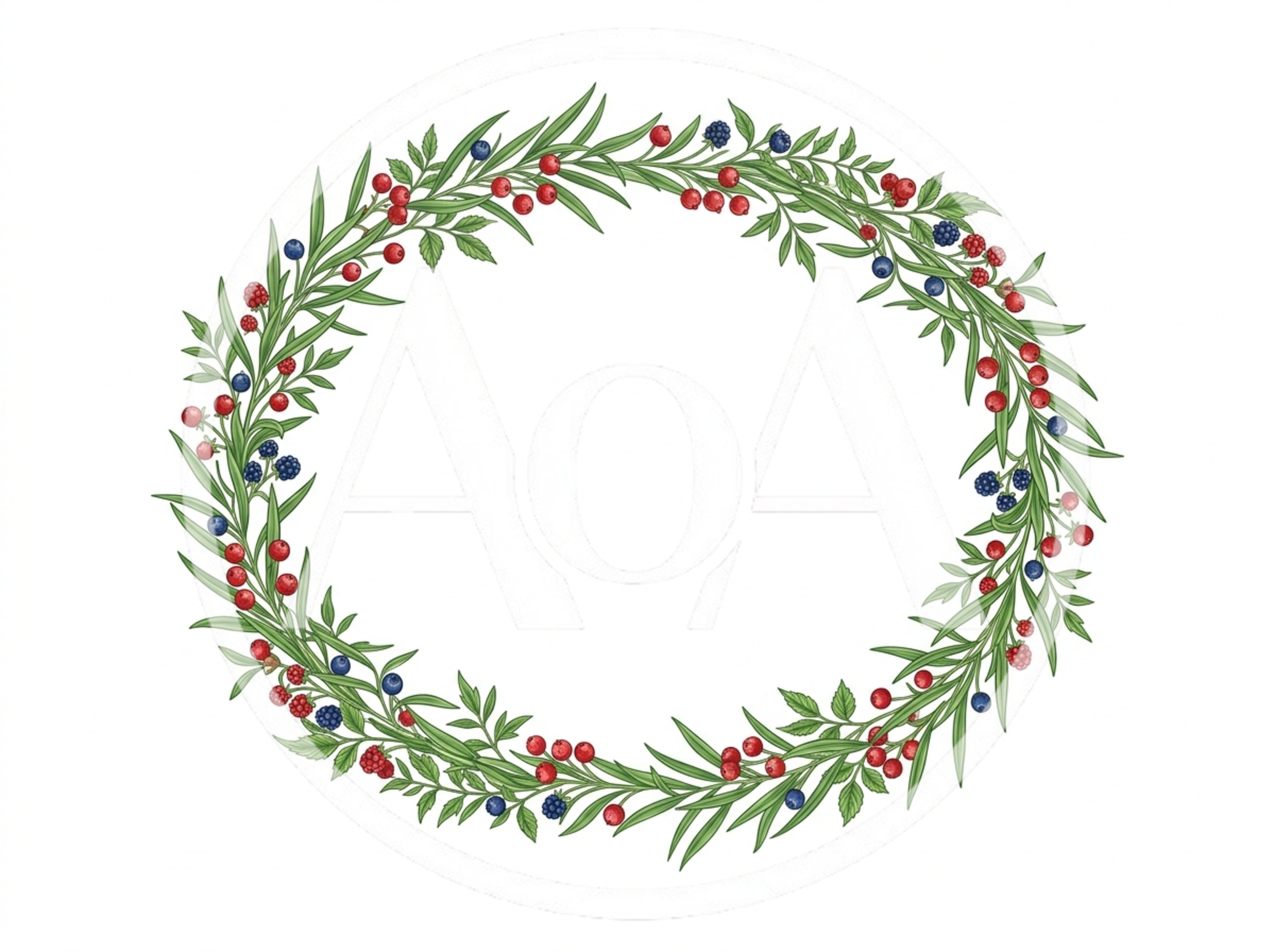 Hand Drawn Botanical Berry Wreath Illustration