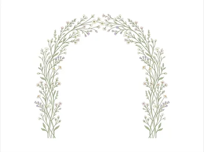 Floral Arch Illustration With Wildflowers And Greenery