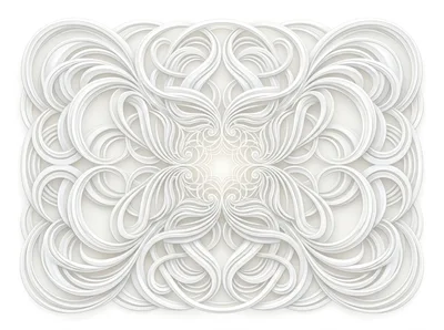 Abstract White Swirling Ornamental Fractal Pattern