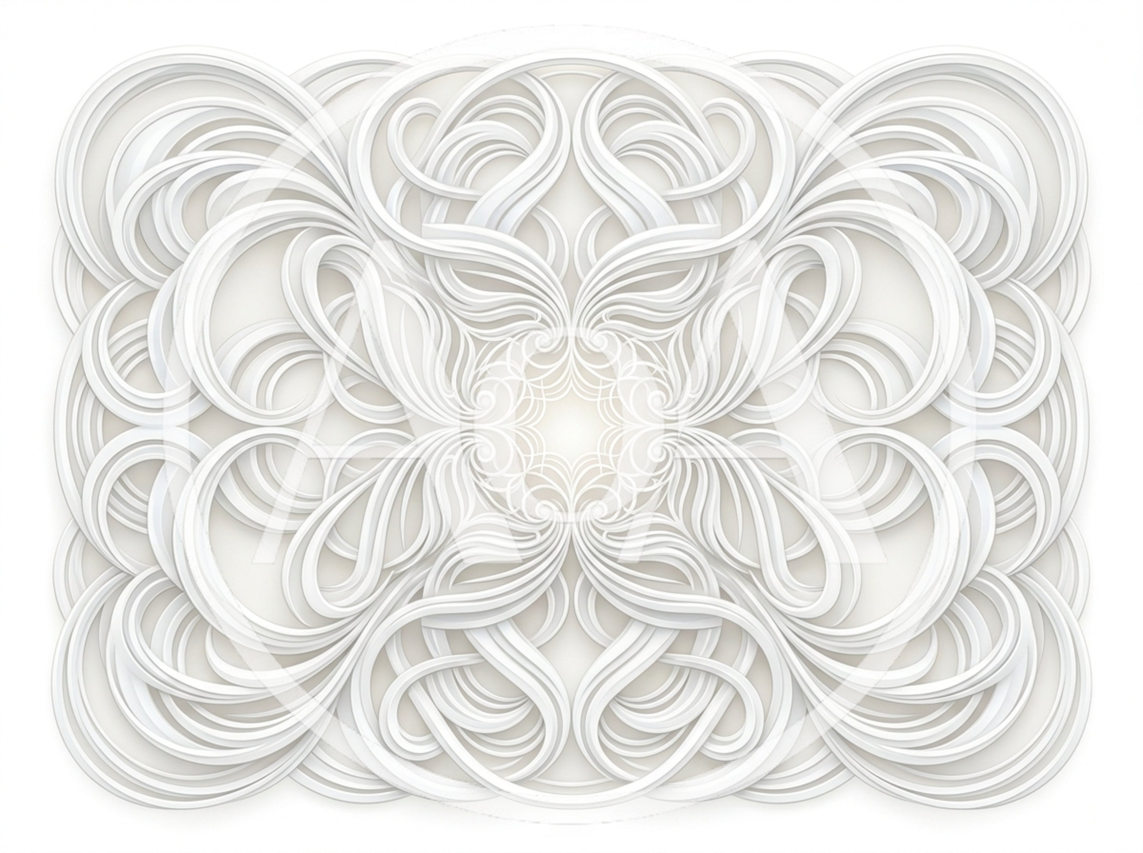 Abstract White Swirling Ornamental Fractal Pattern