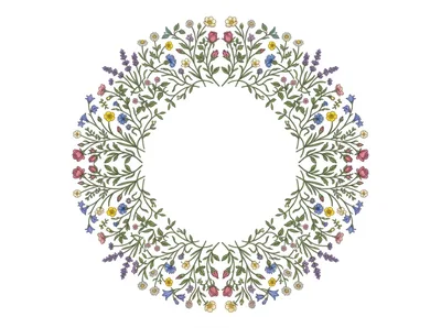 Floral Wreath Illustration With Wildflowers And Foliage