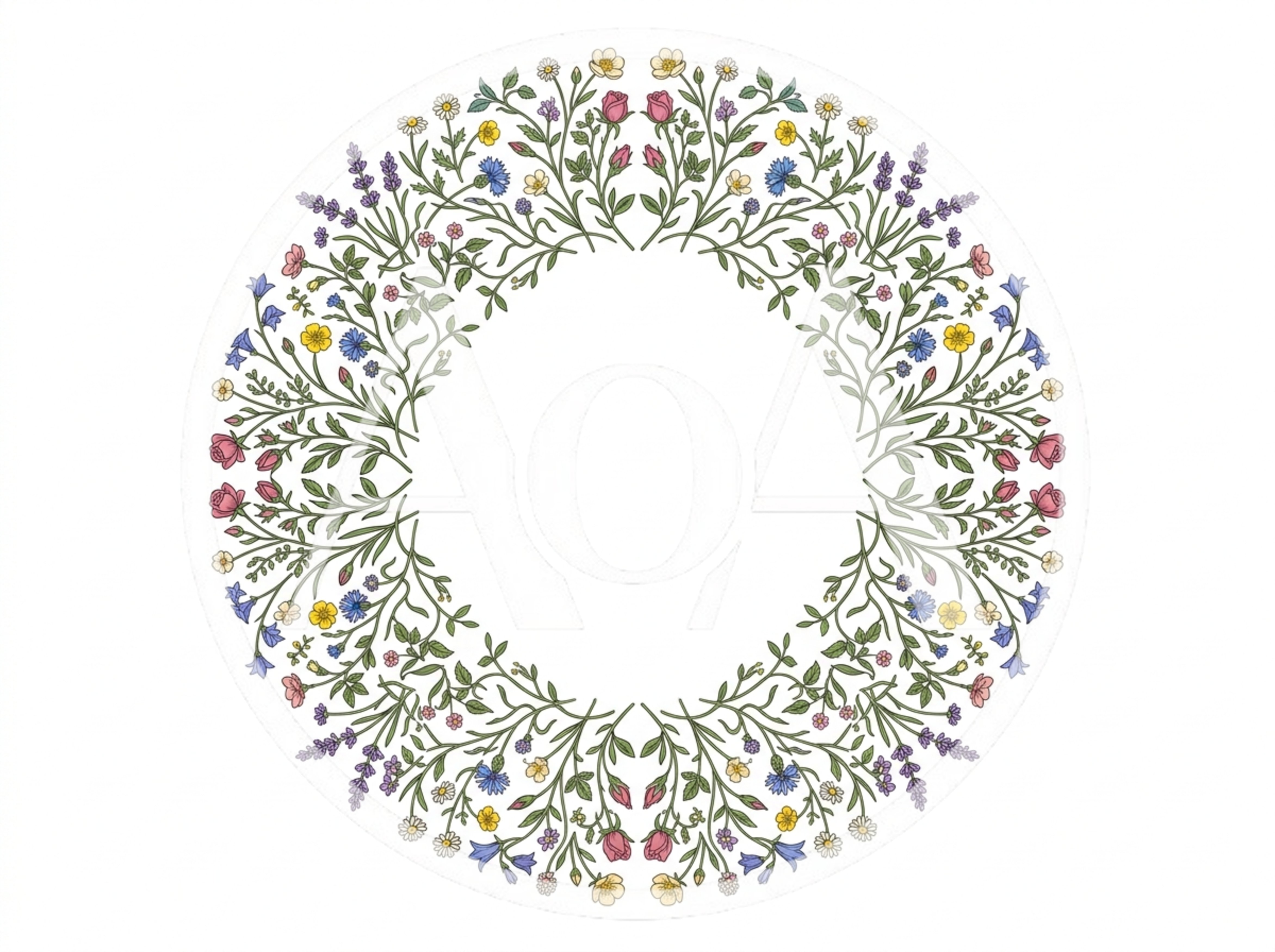 Floral Wreath Illustration With Wildflowers And Foliage