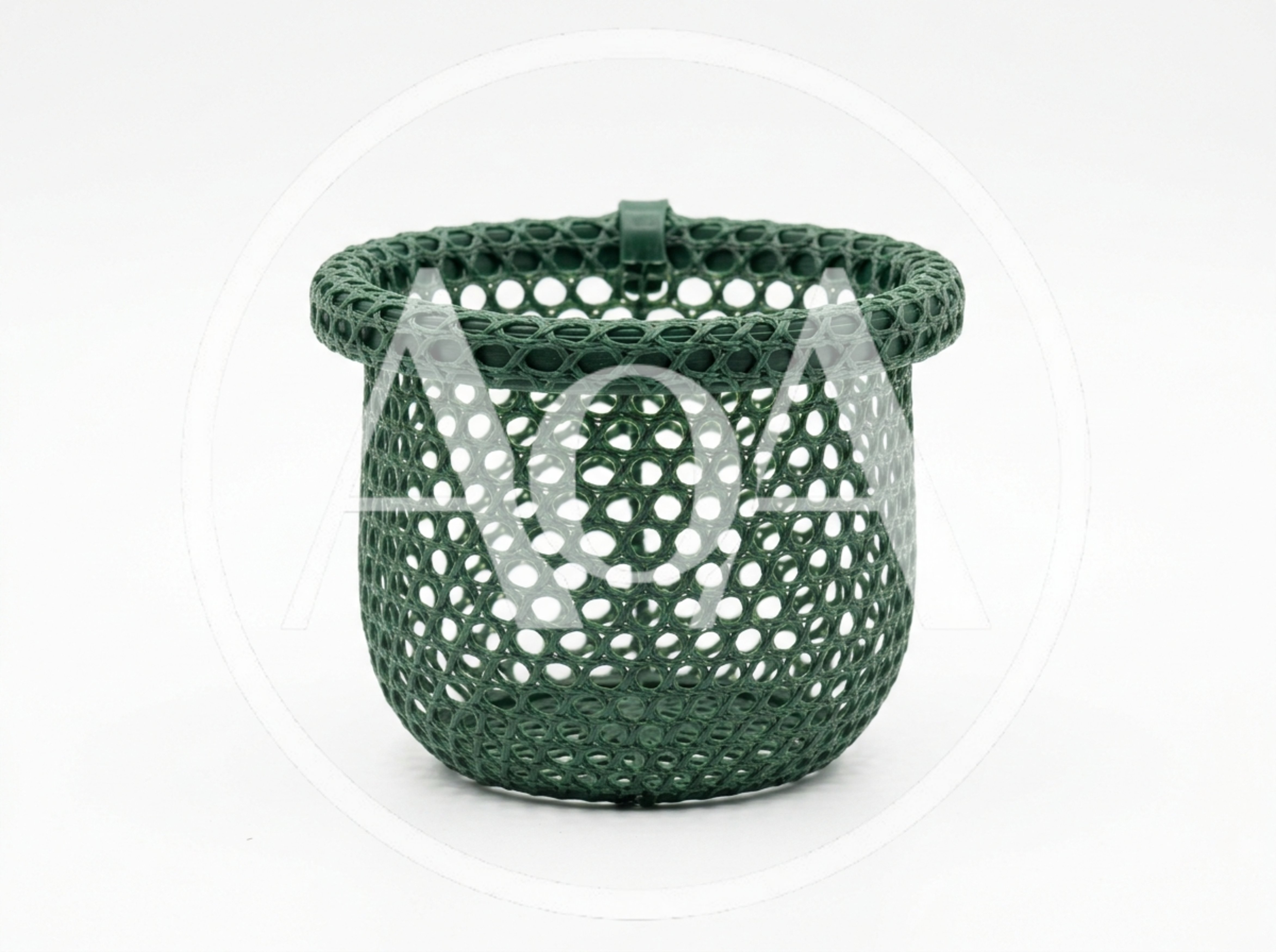 Green Plastic Mesh Basket Isolated On White Background