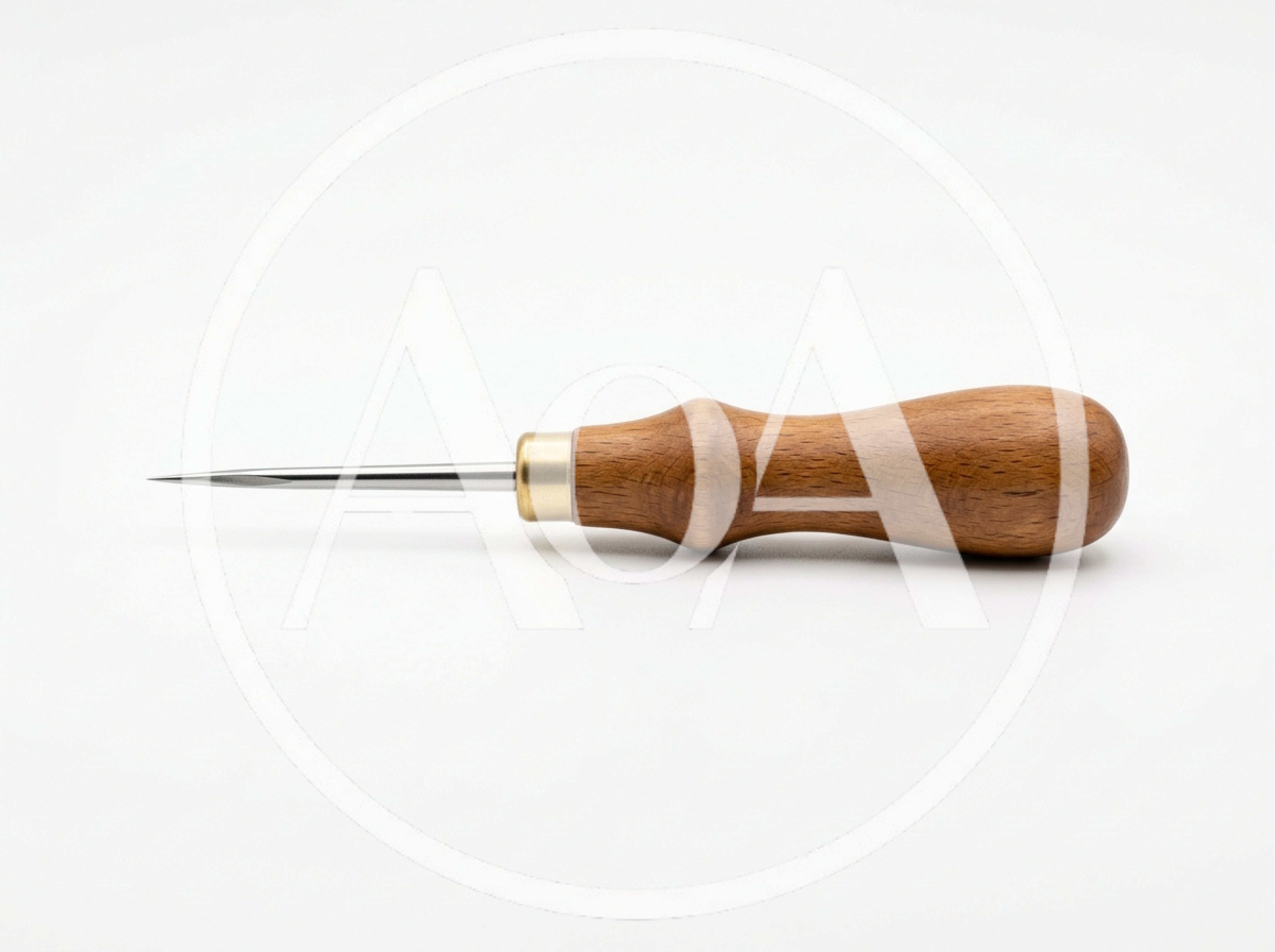 Leatherworking Awl With Wooden Handle On White Background