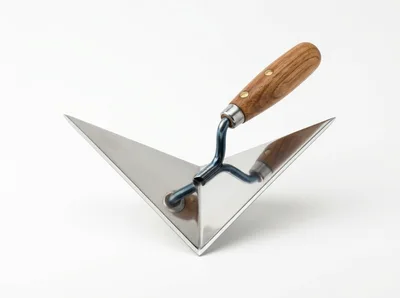 V-Shaped Corner Trowel With Wooden Handle