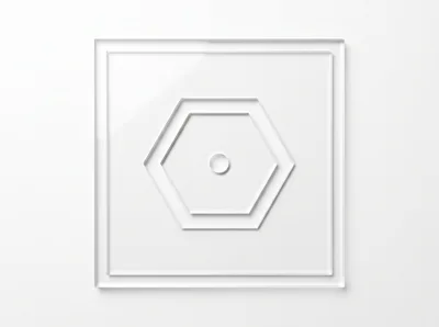 Minimalist Glass Hexagon Design On White Background