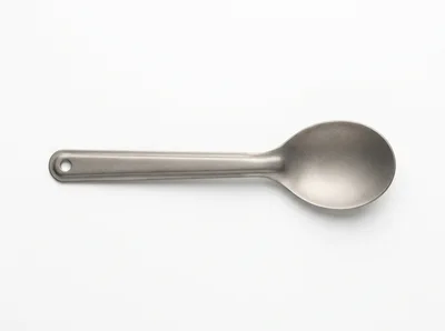Top View Of A Single Metal Camping Spoon