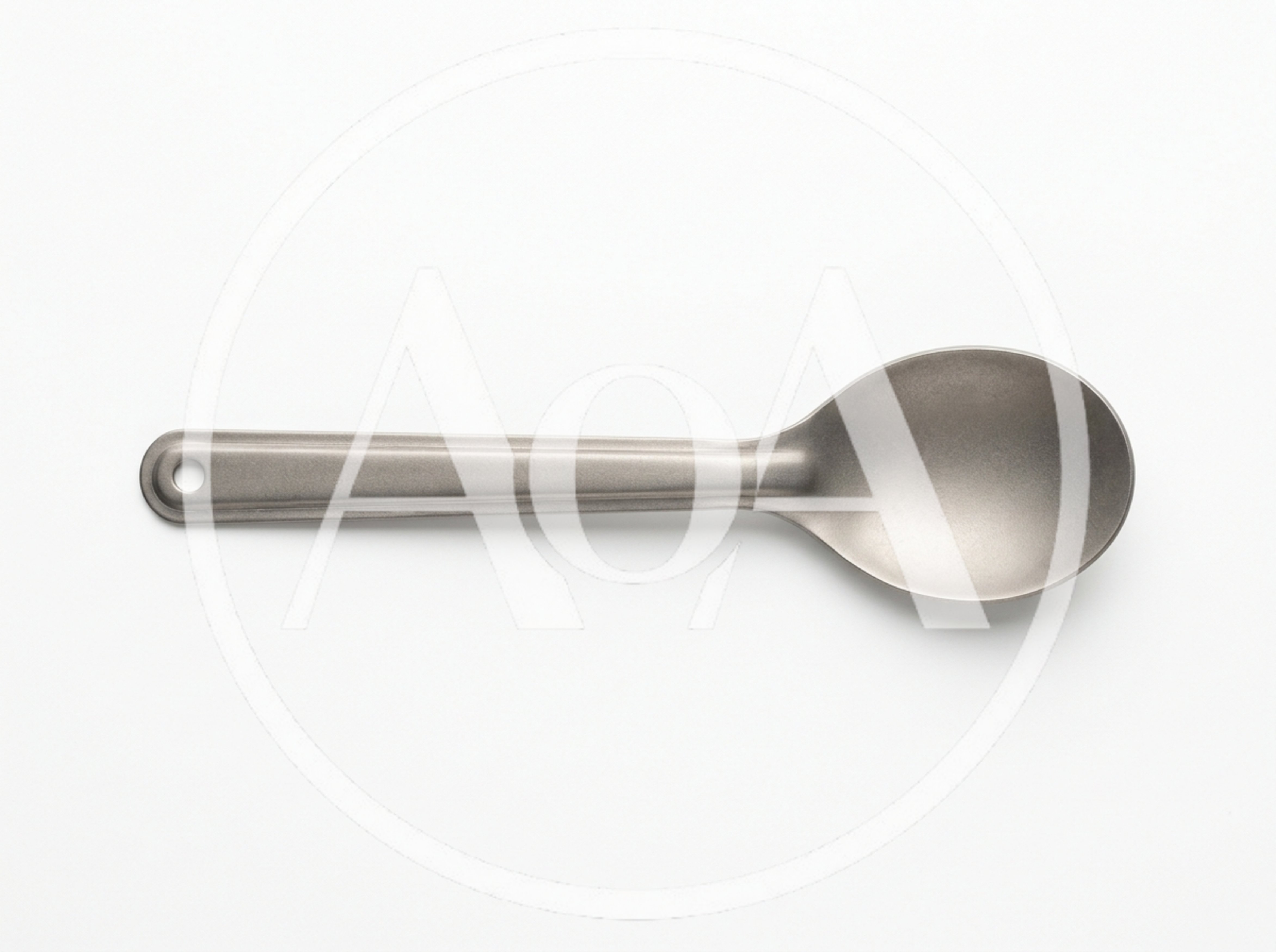 Top View Of A Single Metal Camping Spoon