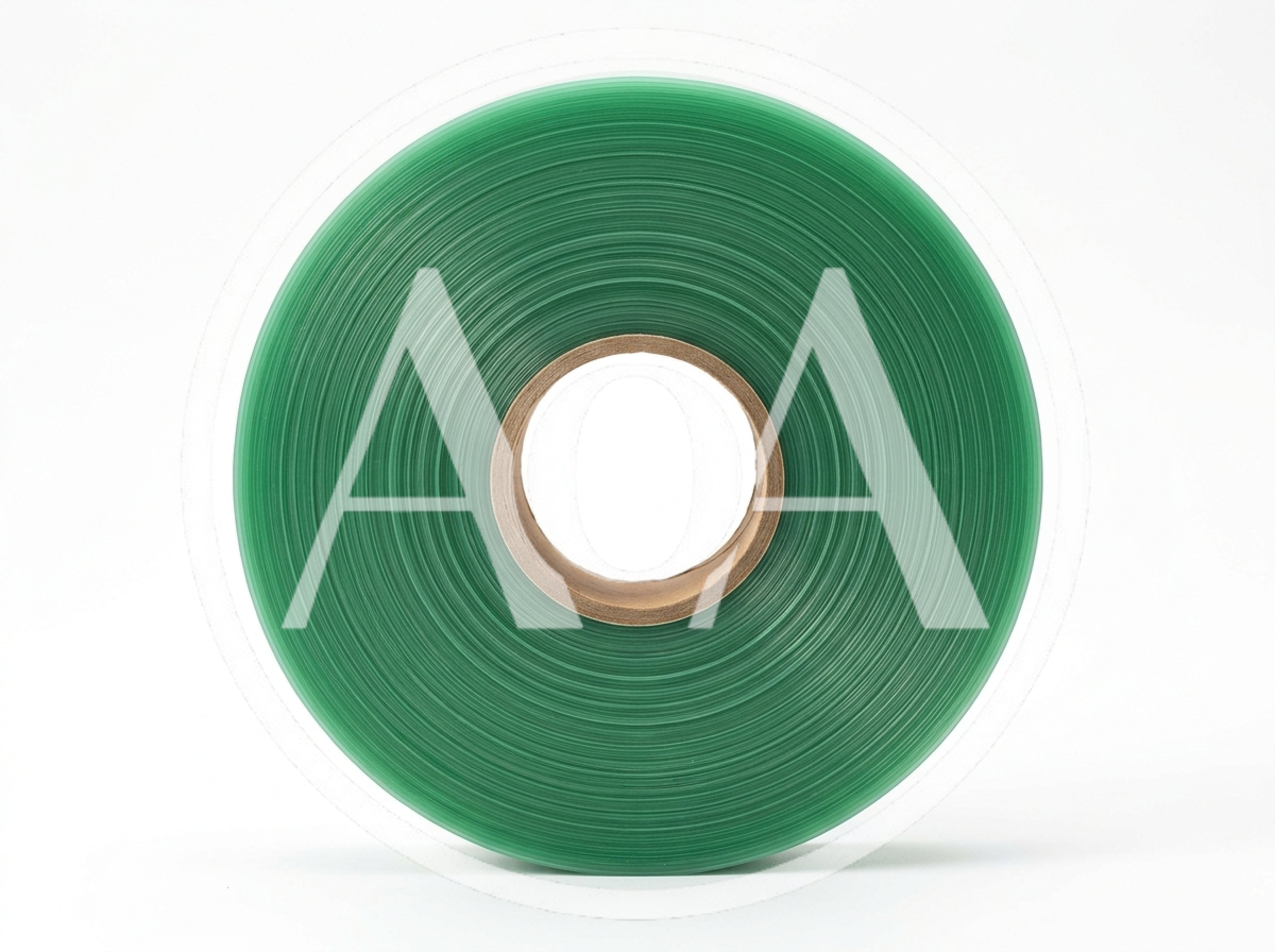 Green Plastic Protective Film Roll On White Background