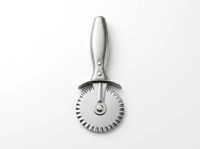 Stainless Steel Pastry Wheel Cutter On White Background