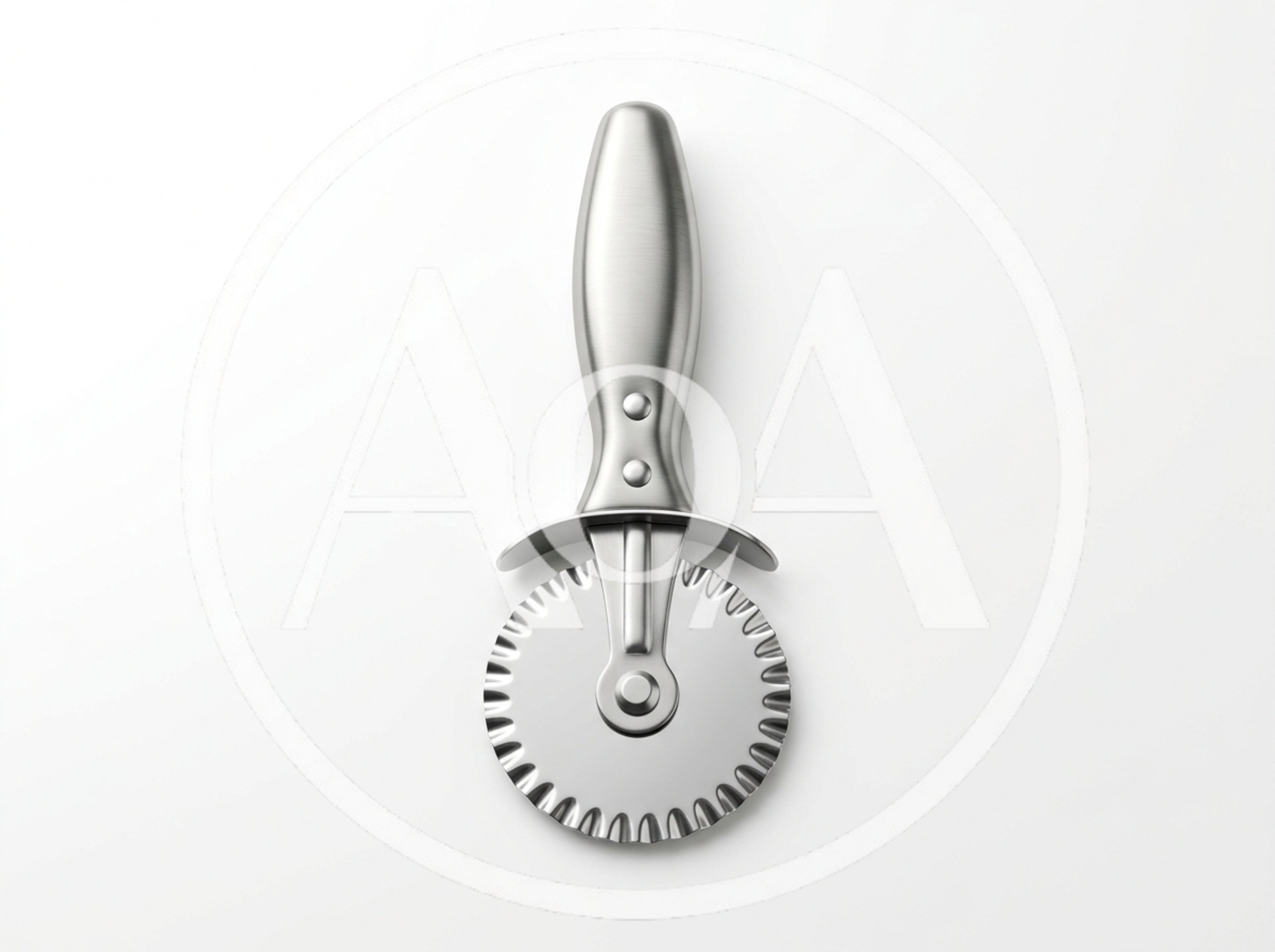 Stainless Steel Pastry Wheel Cutter On White Background