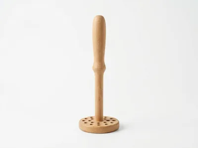 Wooden Potato Masher Isolated On White Background