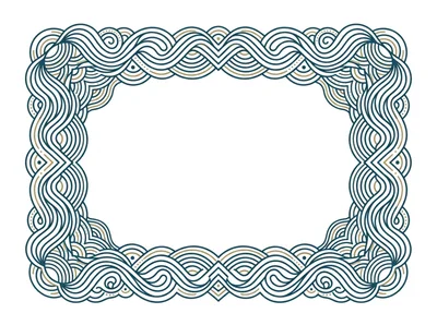 Decorative Ornamental Frame With Wavy Line Art Pattern