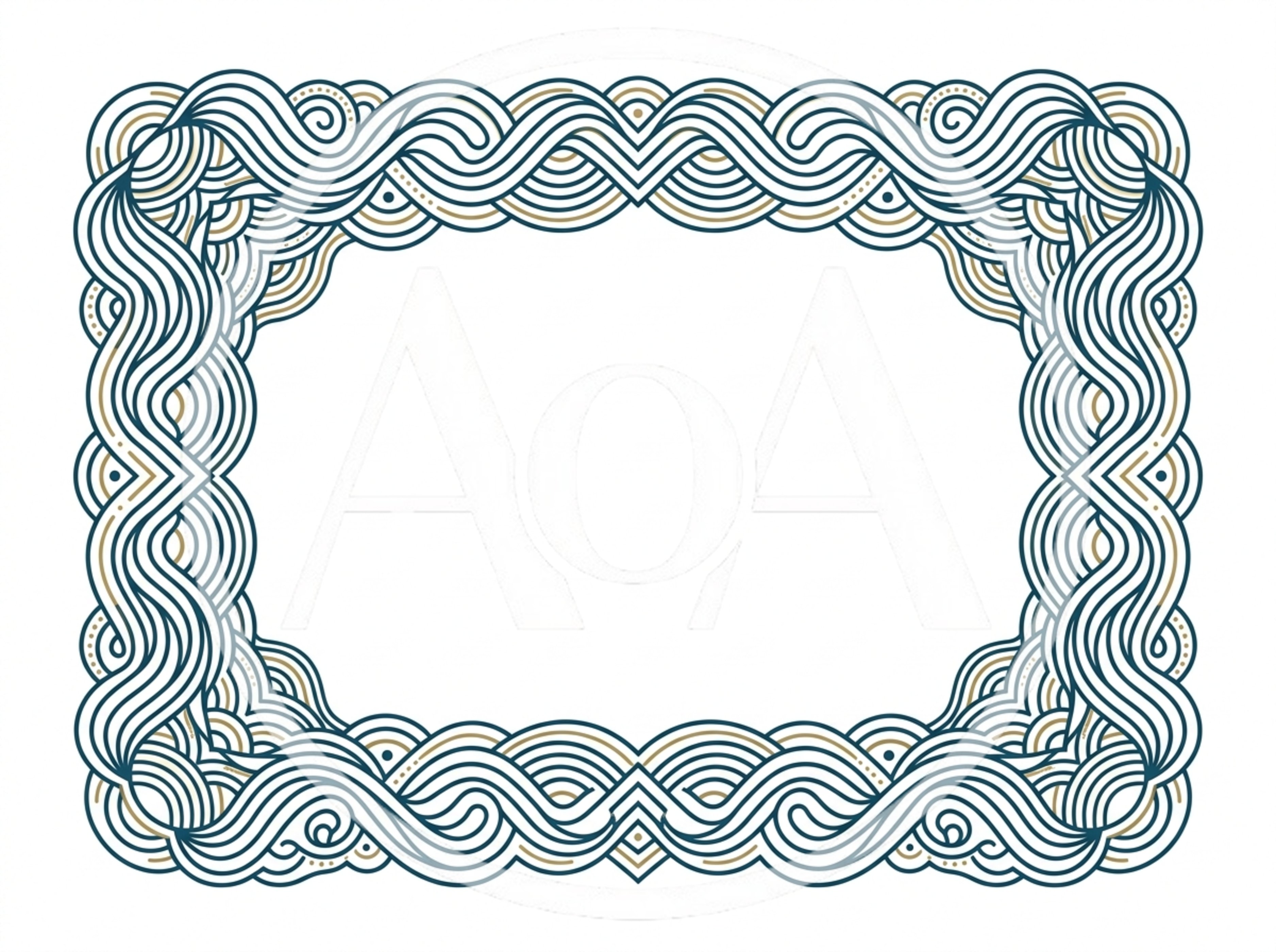 Decorative Ornamental Frame With Wavy Line Art Pattern