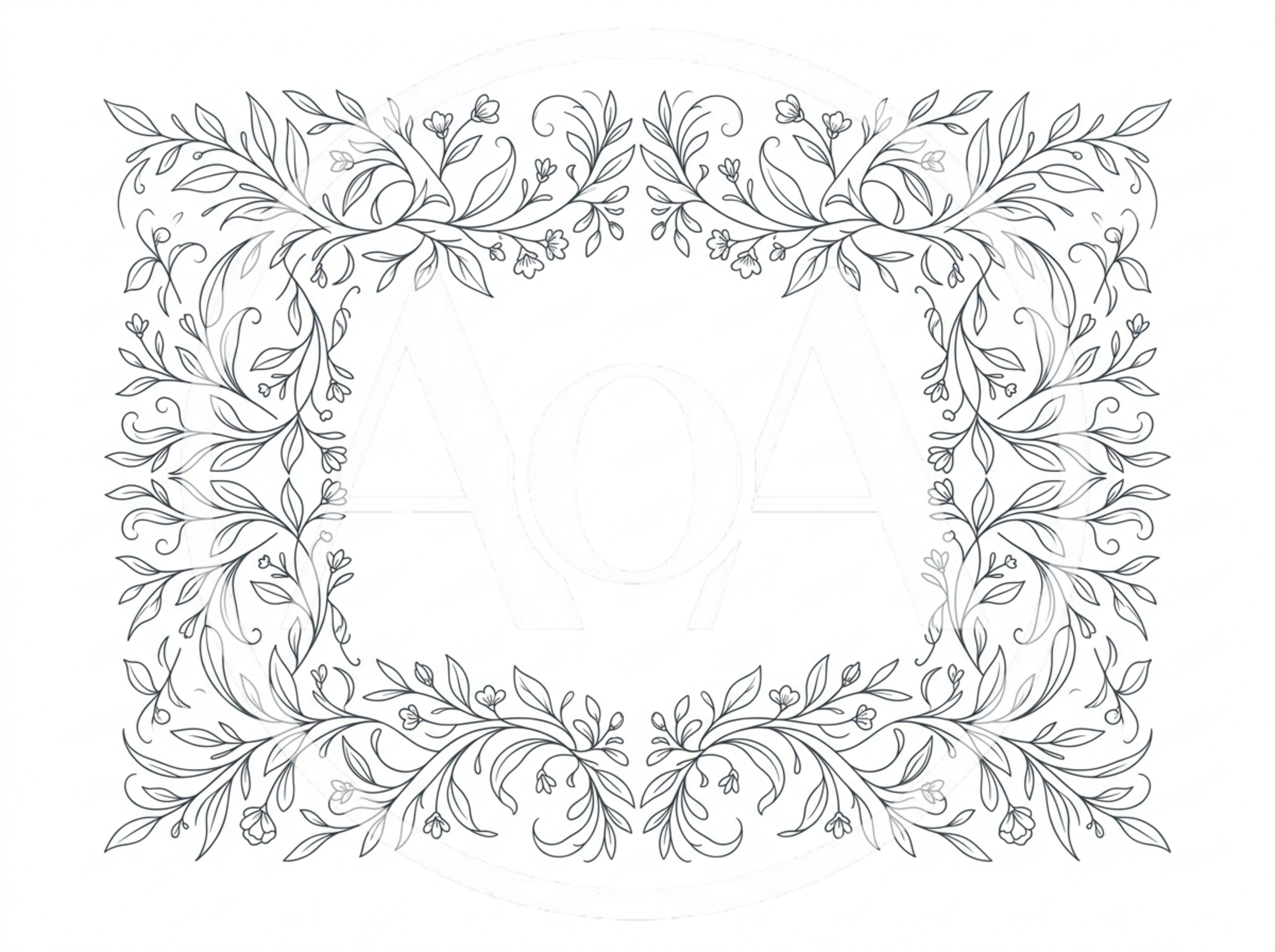 Elegant Floral Frame Illustration With Intricate Botanical Details