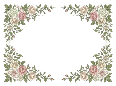 Vintage Floral Corner Frame Illustration