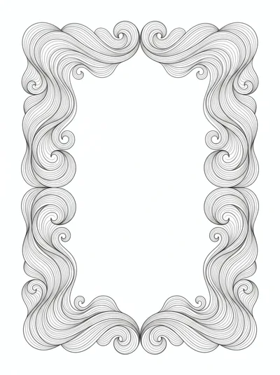Decorative Swirl Pattern Frame Line Art