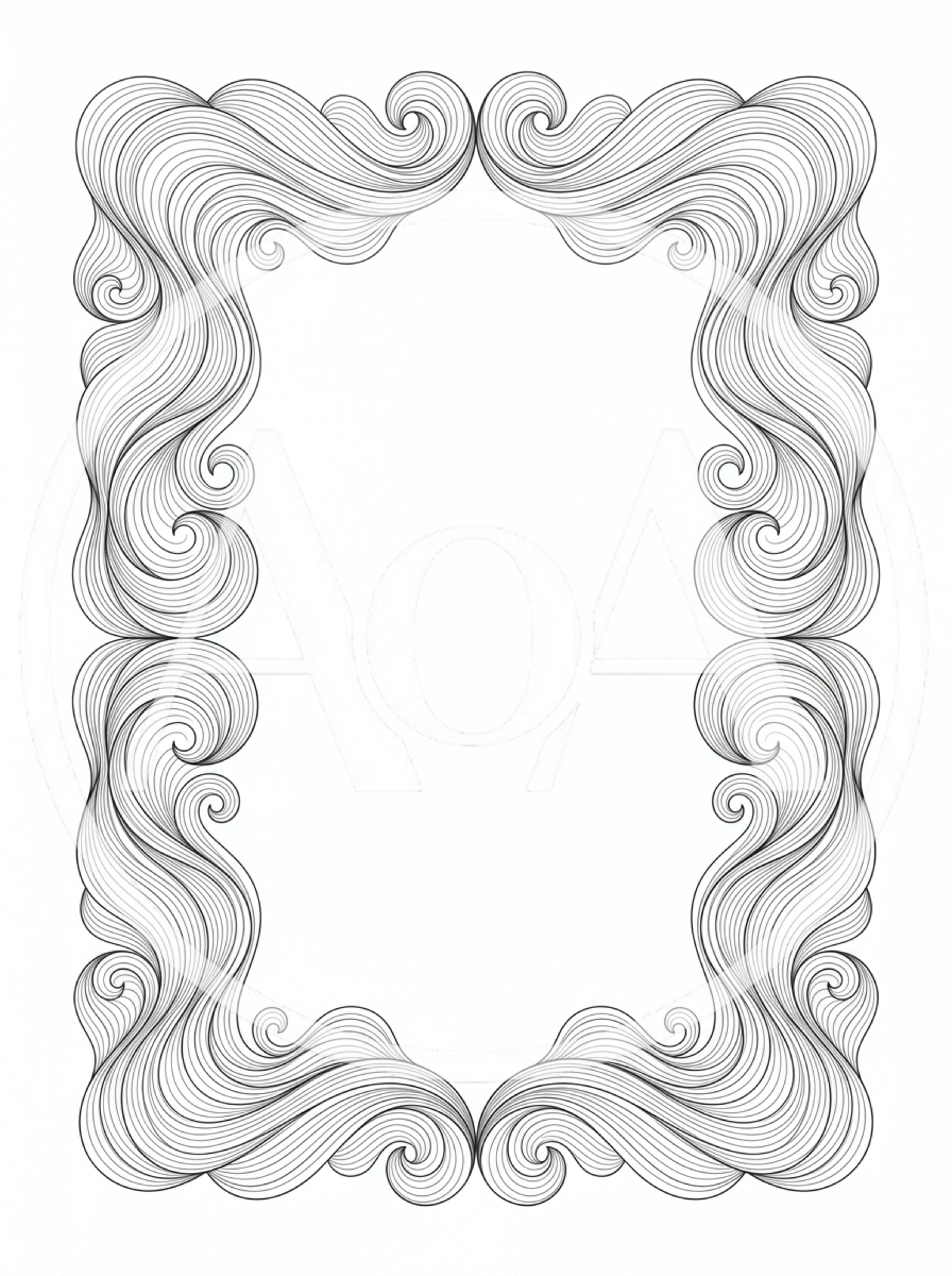 Decorative Swirl Pattern Frame Line Art