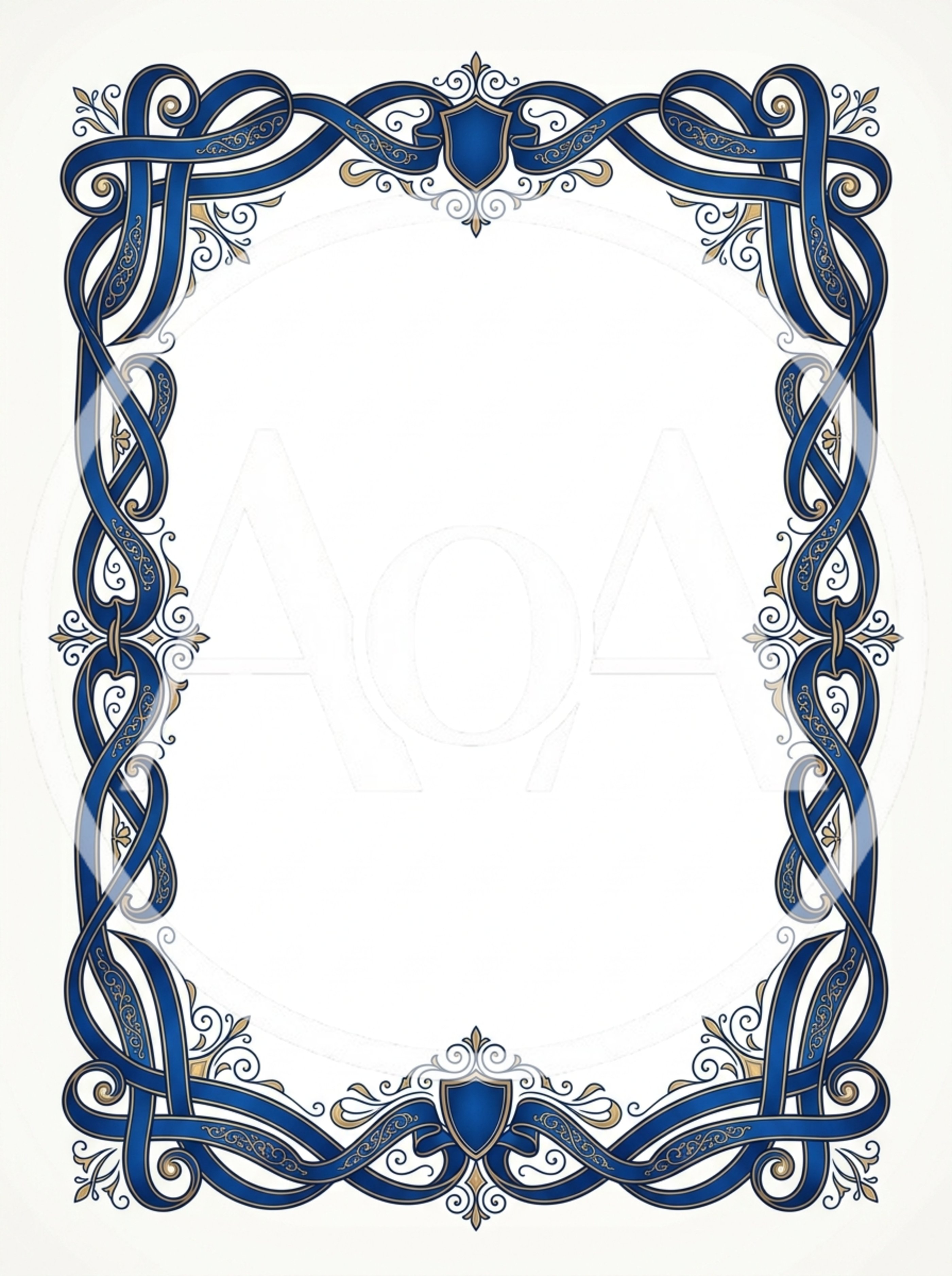 Ornate Blue And Gold Decorative Border Frame