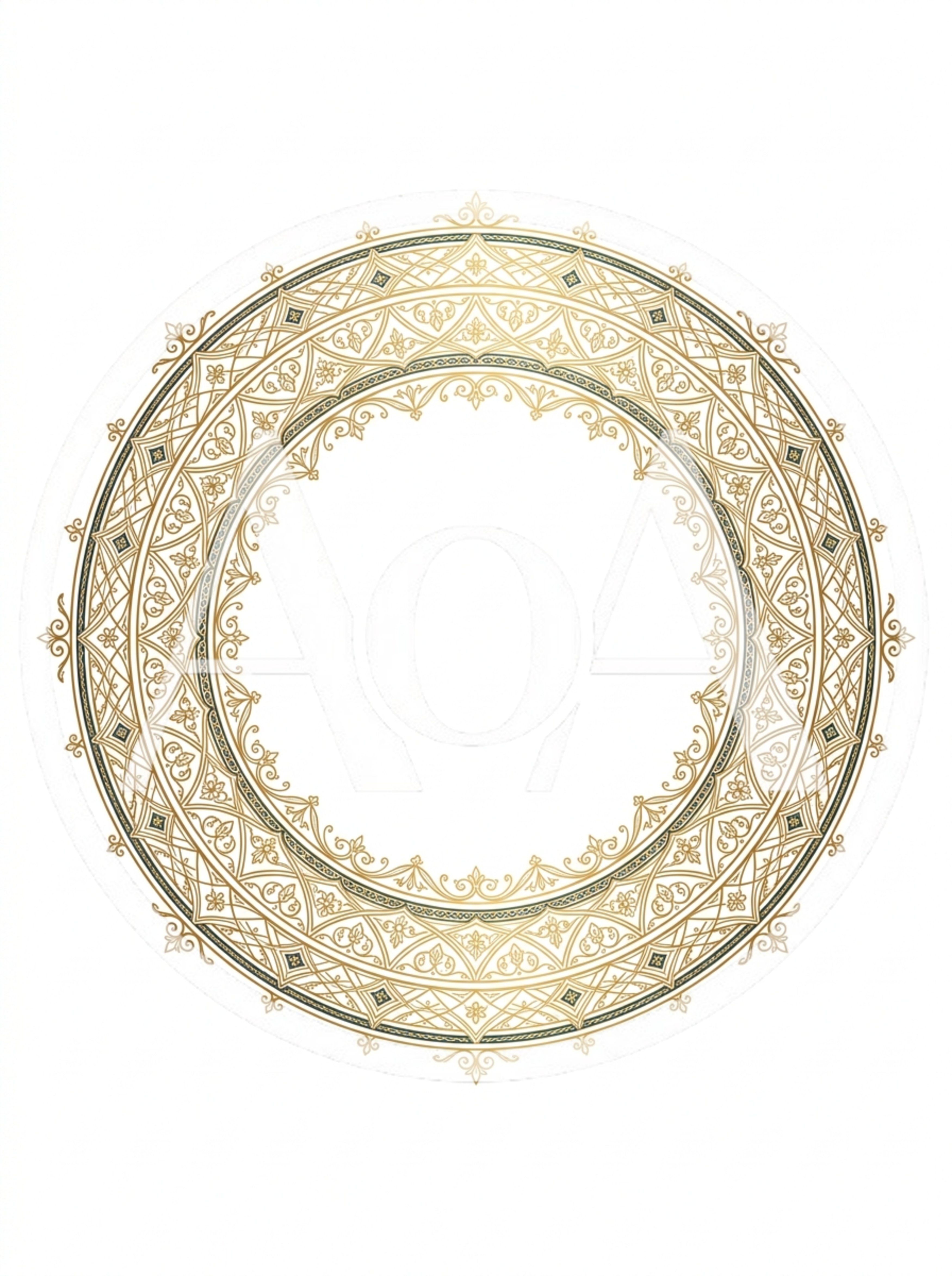 Ornate Circular Gold Decorative Frame Border