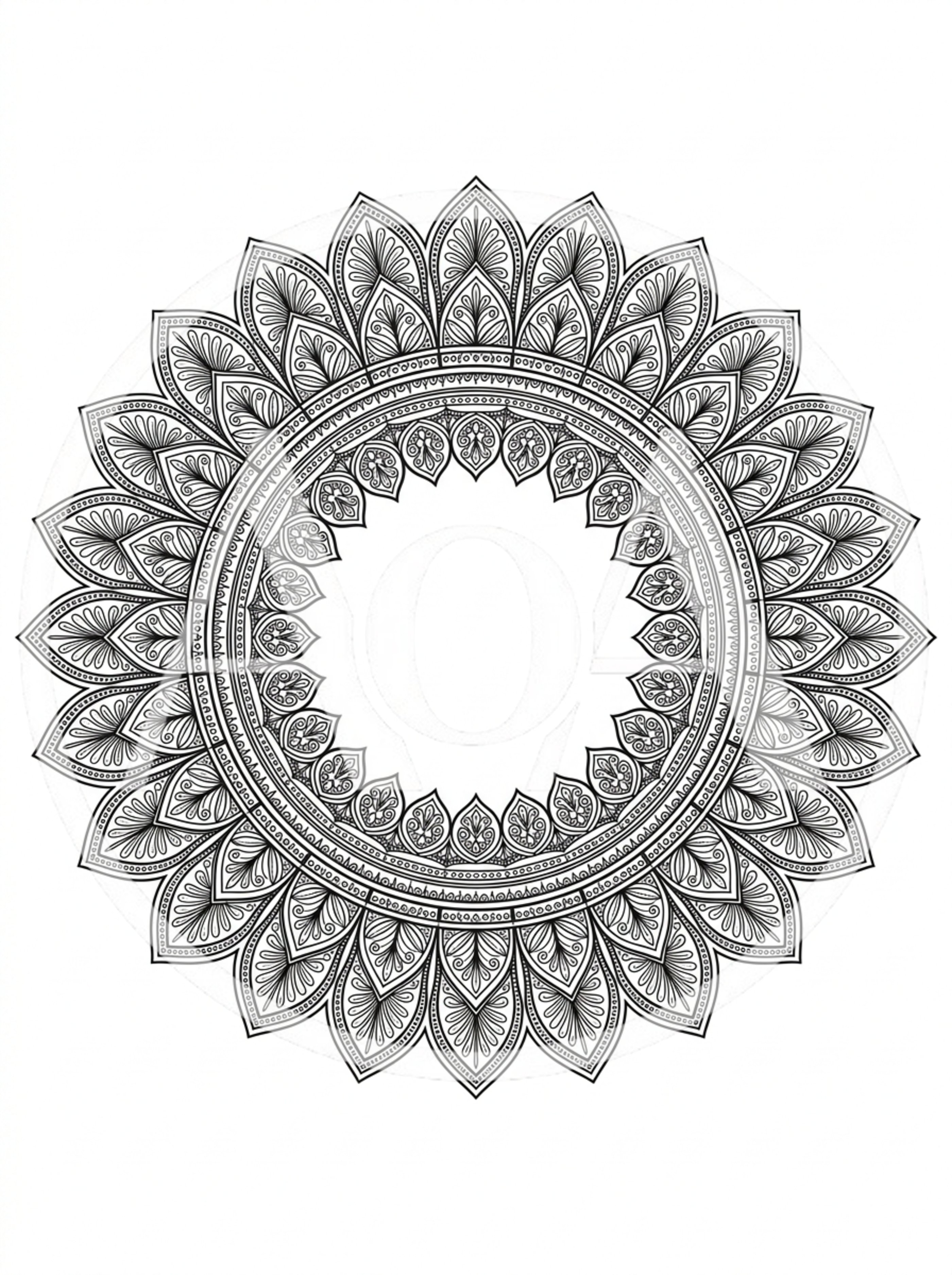Intricate Black And White Floral Mandala Pattern