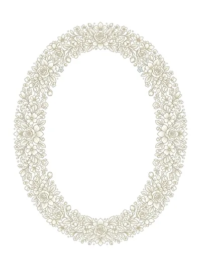 Elegant Floral Oval Frame Illustration