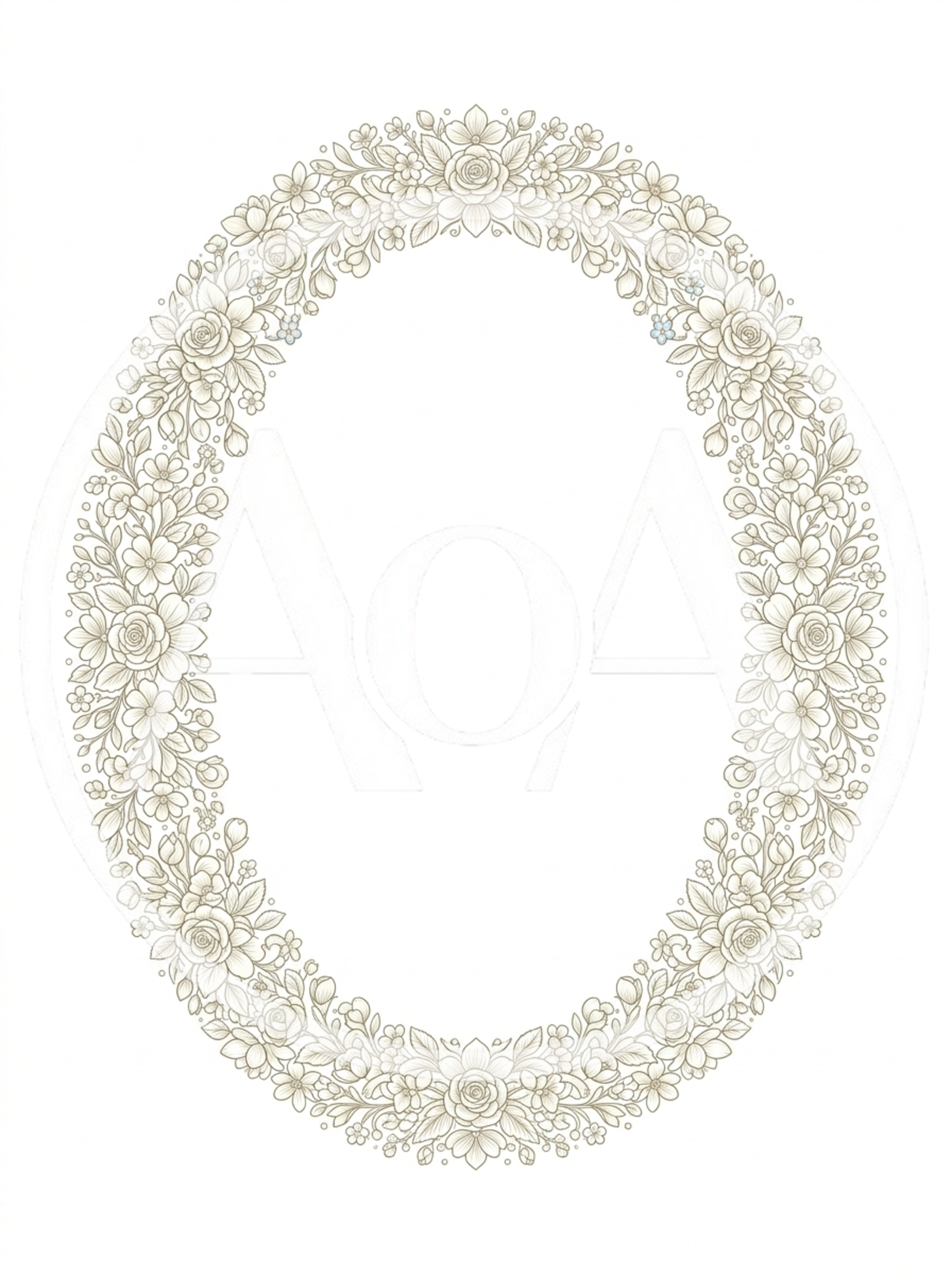 Elegant Floral Oval Frame Illustration