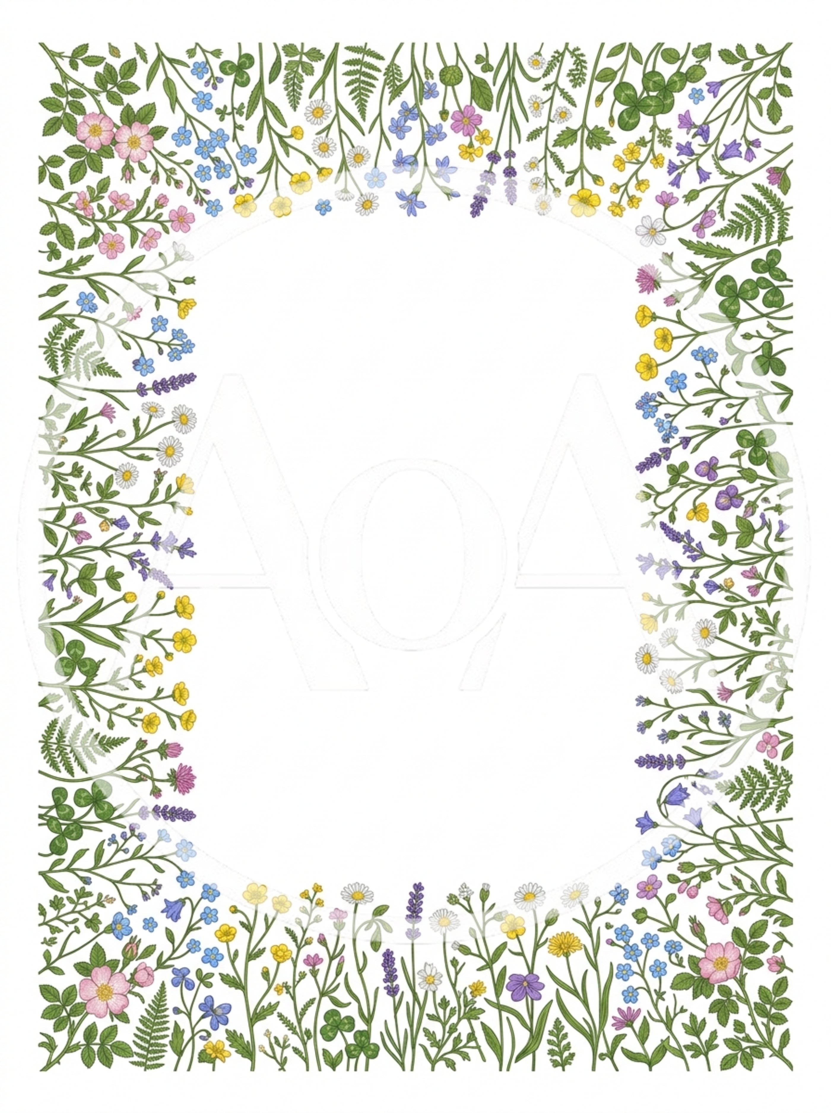 Hand Drawn Wildflower Botanical Frame Illustration