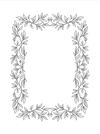 Elegant Hand Drawn Floral Decorative Border Frame