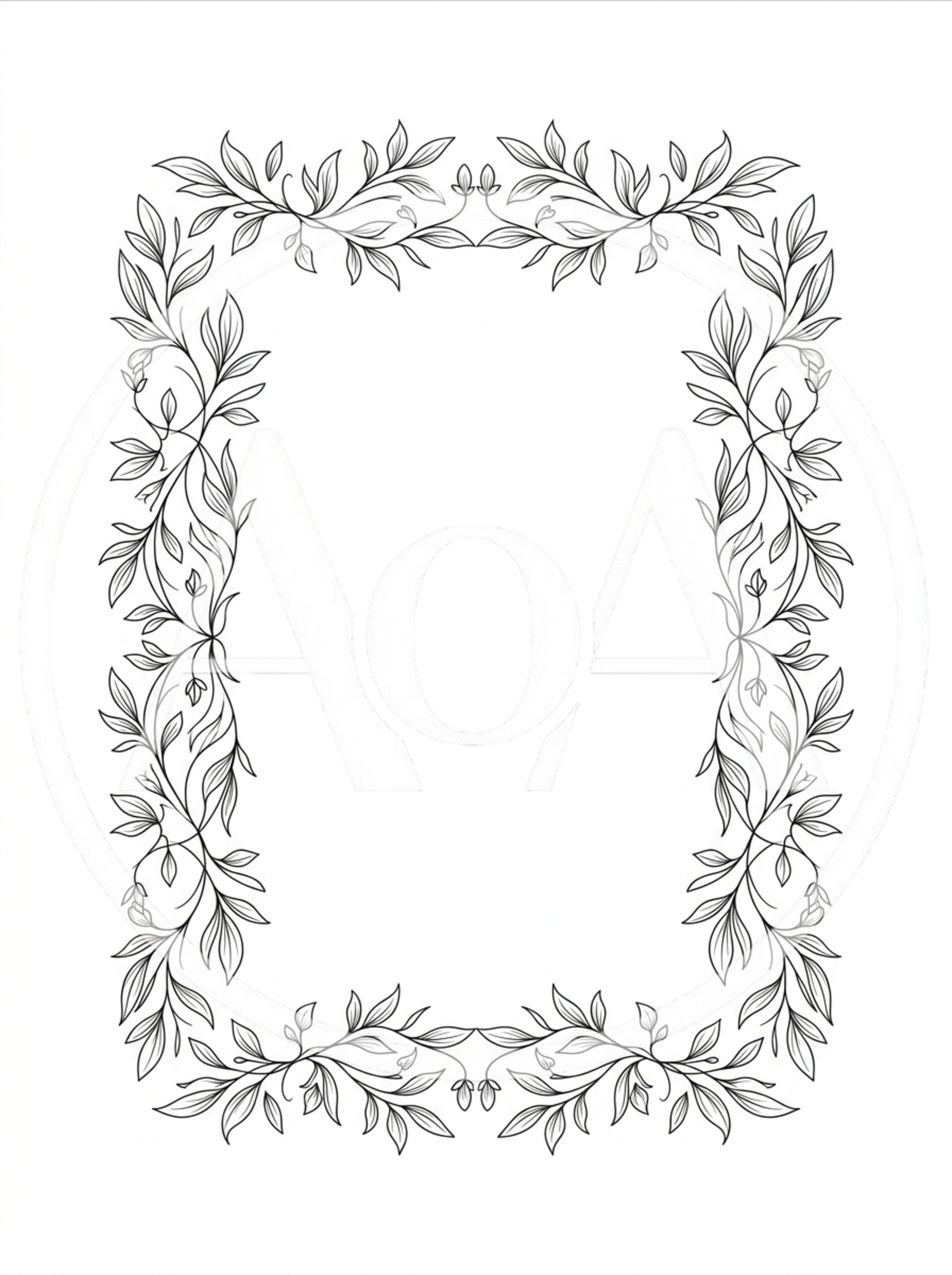 Elegant Hand Drawn Floral Decorative Border Frame