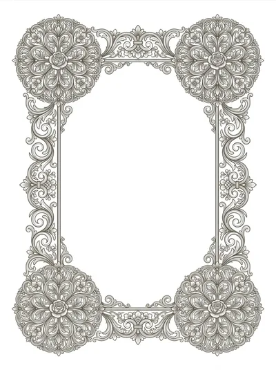 Ornate Vintage Floral Decorative Rectangular Frame