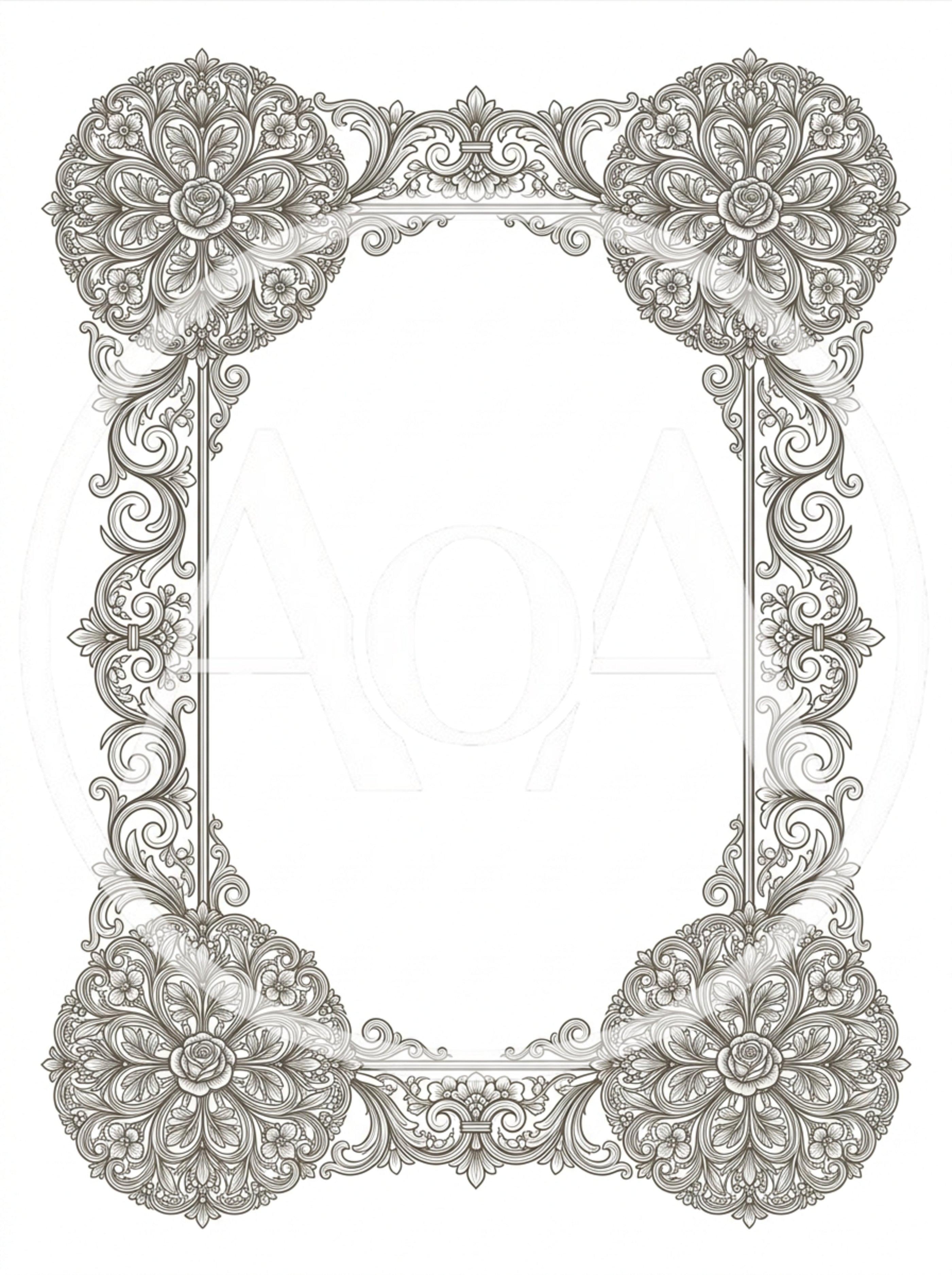 Ornate Vintage Floral Decorative Rectangular Frame