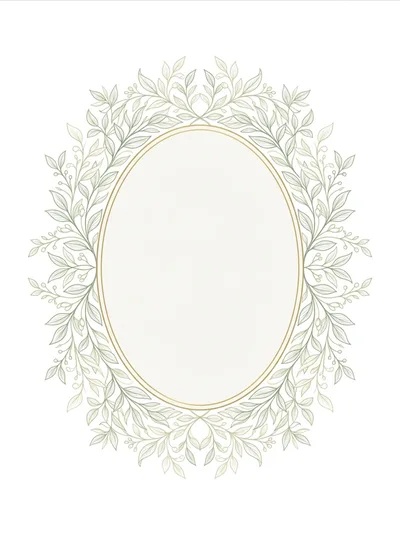 Elegant Oval Floral Frame With Botanical Leaf Wreath