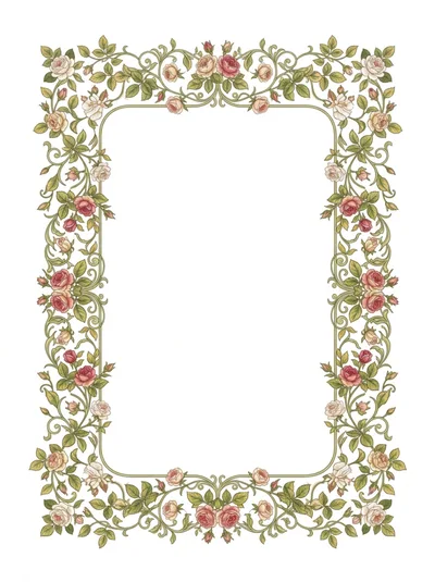 Vintage Floral Rose Frame Illustration