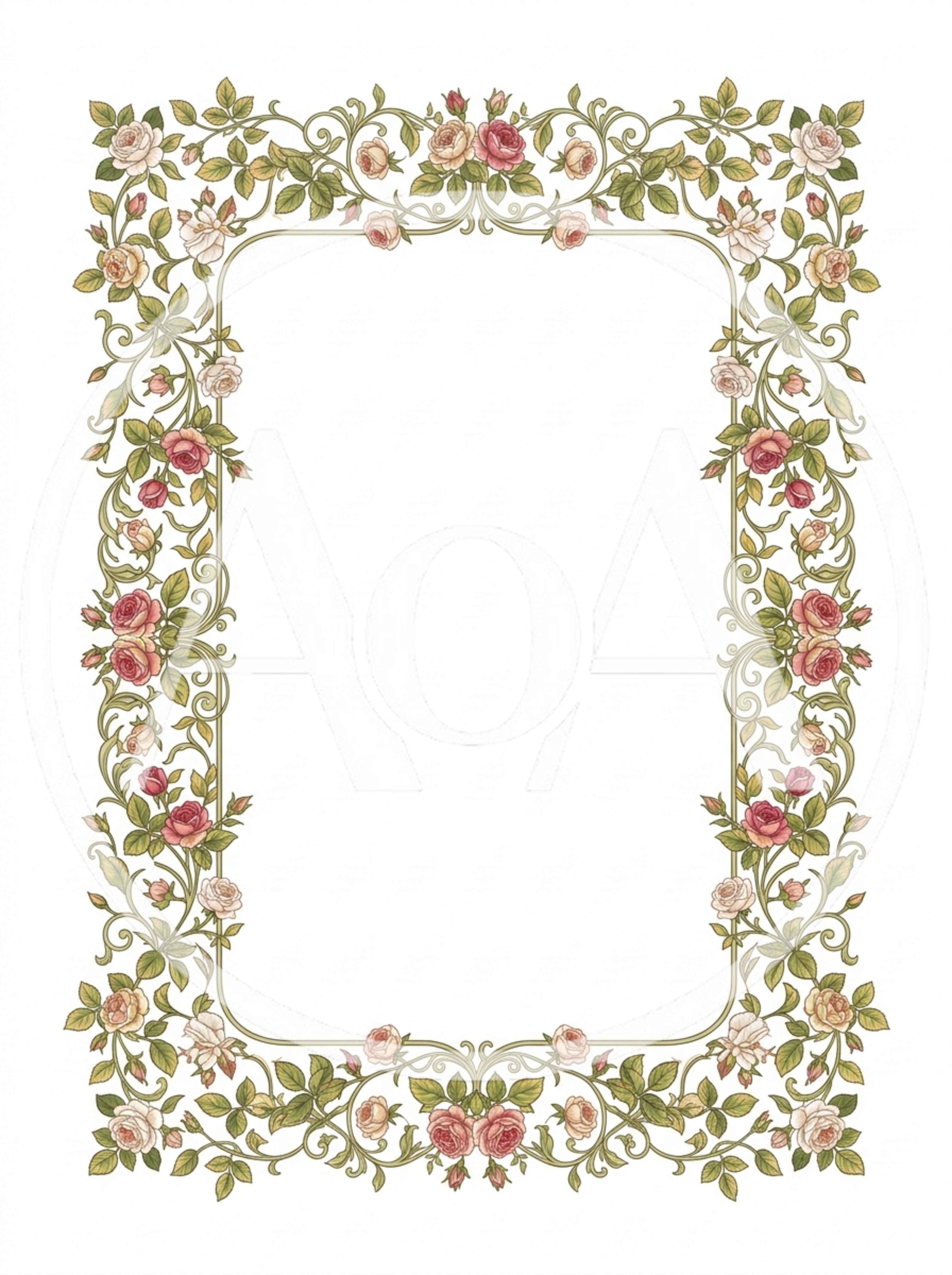 Vintage Floral Rose Frame Illustration