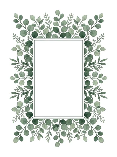 Elegant Eucalyptus Leaf Frame Border Illustration