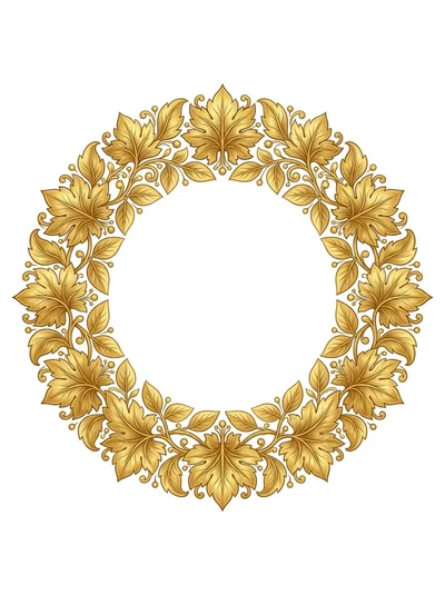 Golden Ornamental Floral Wreath Frame Illustration