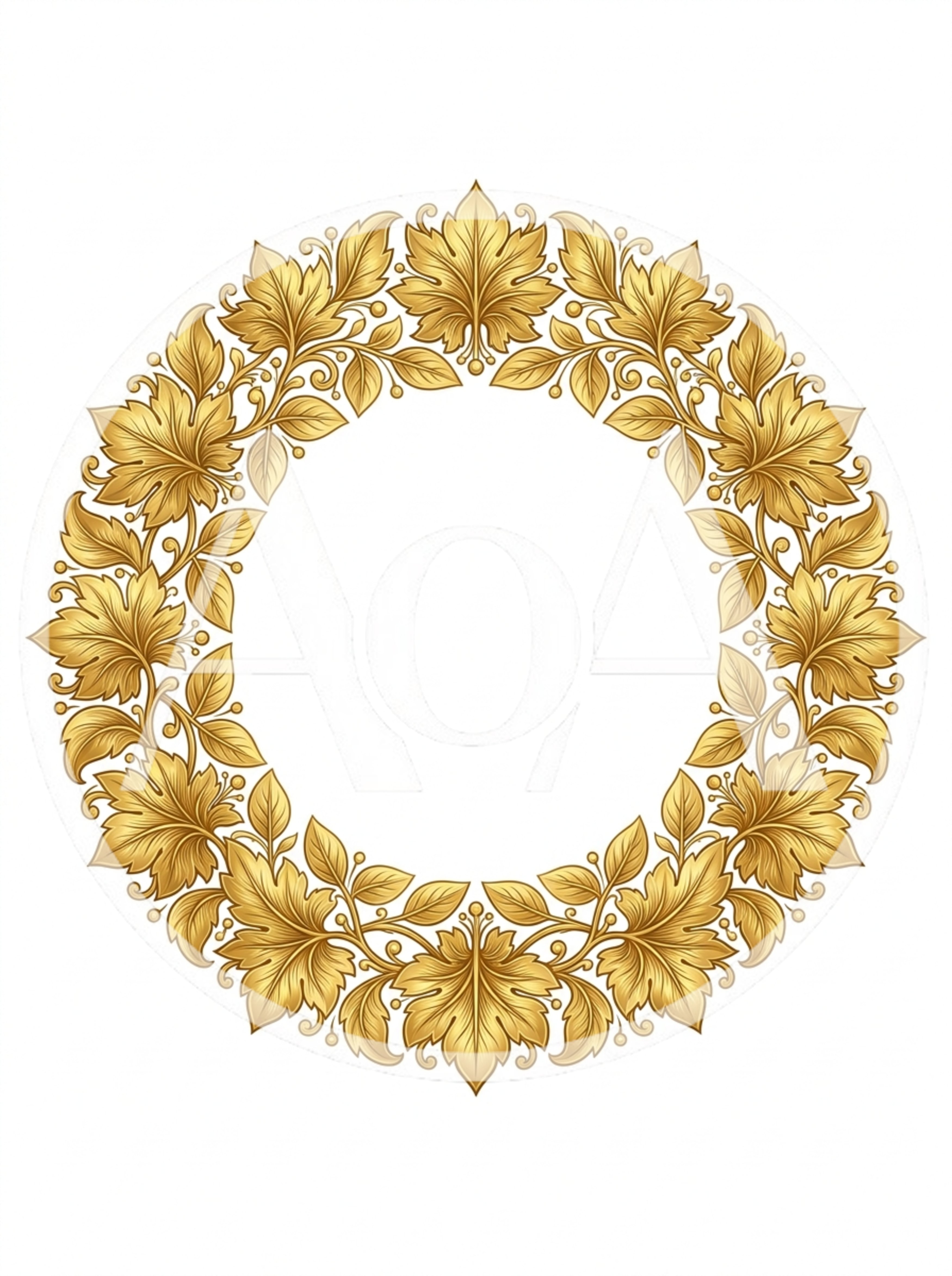 Golden Ornamental Floral Wreath Frame Illustration