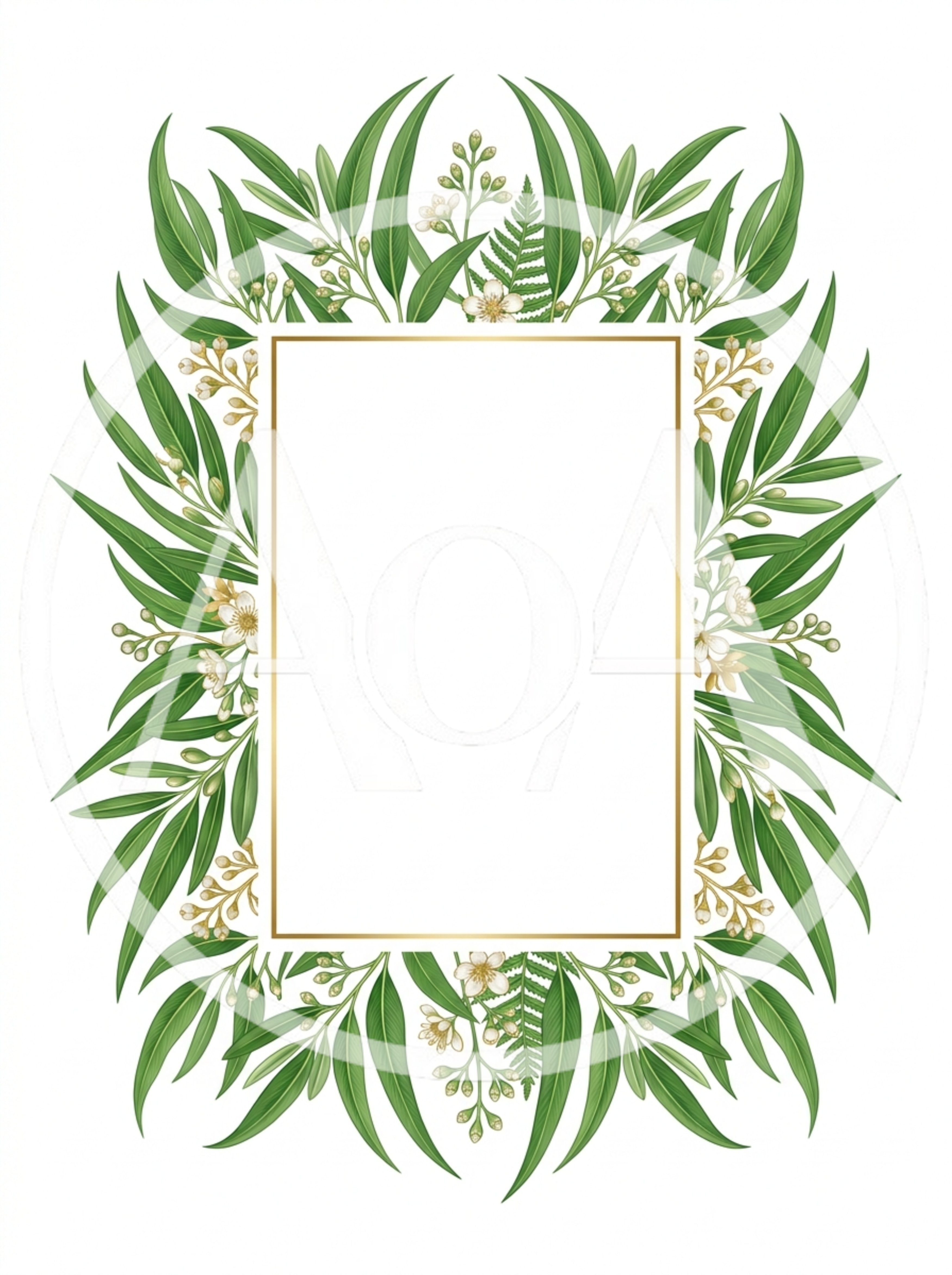 Elegant Eucalyptus Botanical Frame With Gold Border