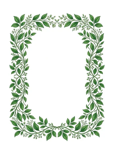 Decorative Green Leafy Botanical Frame Illustration