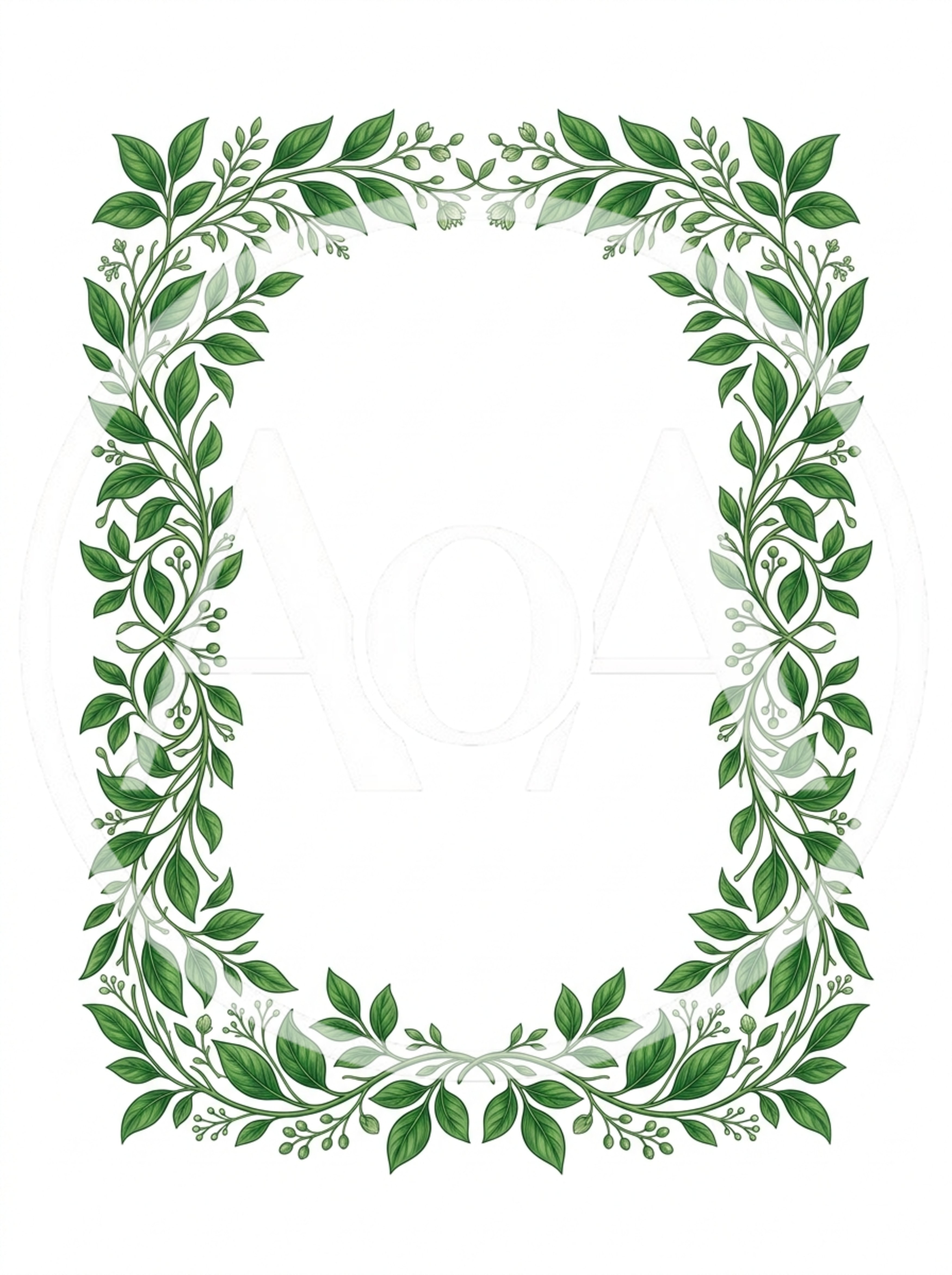 Decorative Green Leafy Botanical Frame Illustration