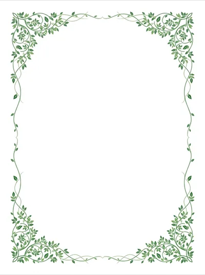 Elegant Green Leafy Floral Decorative Border Frame