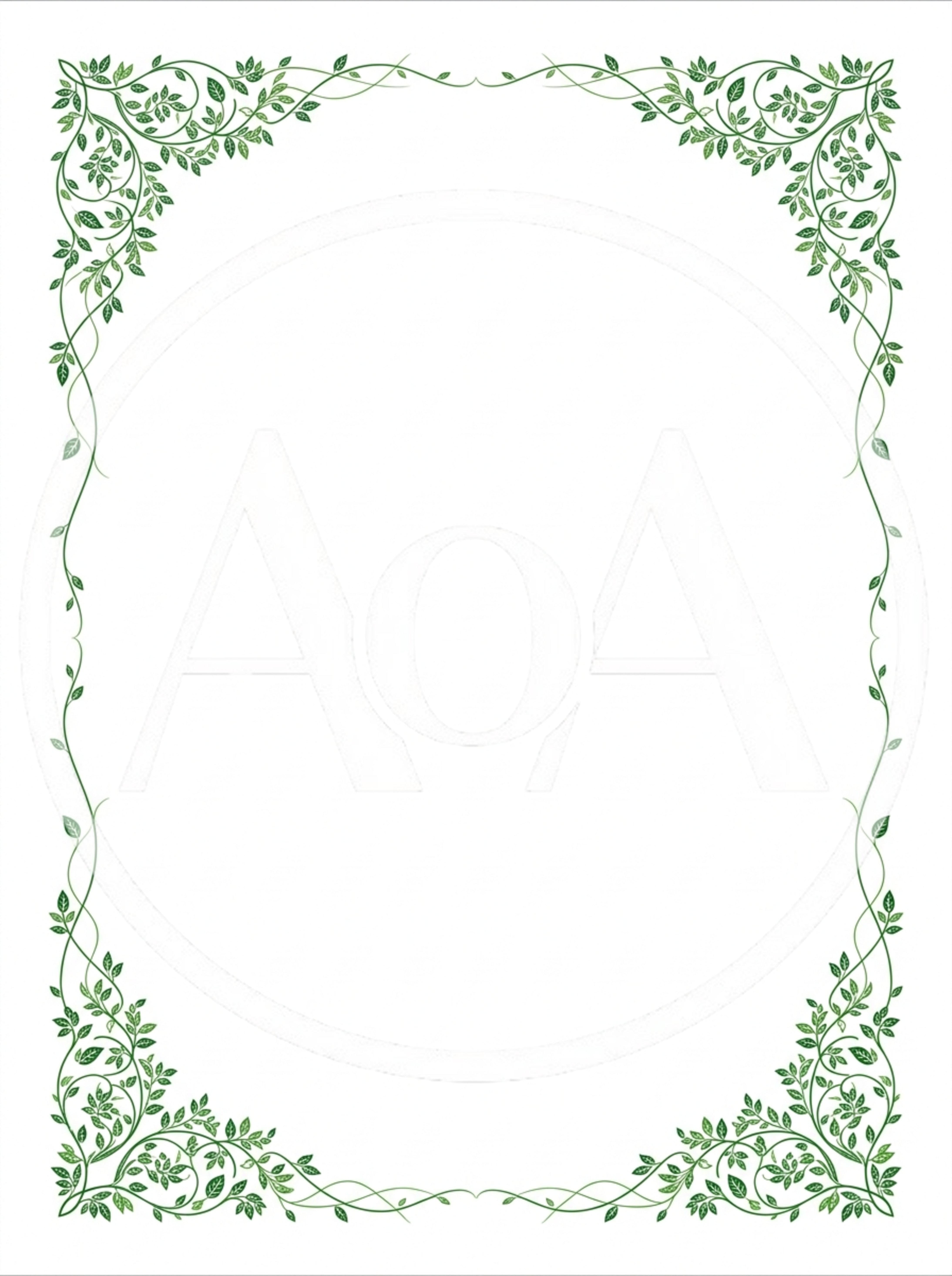 Elegant Green Leafy Floral Decorative Border Frame