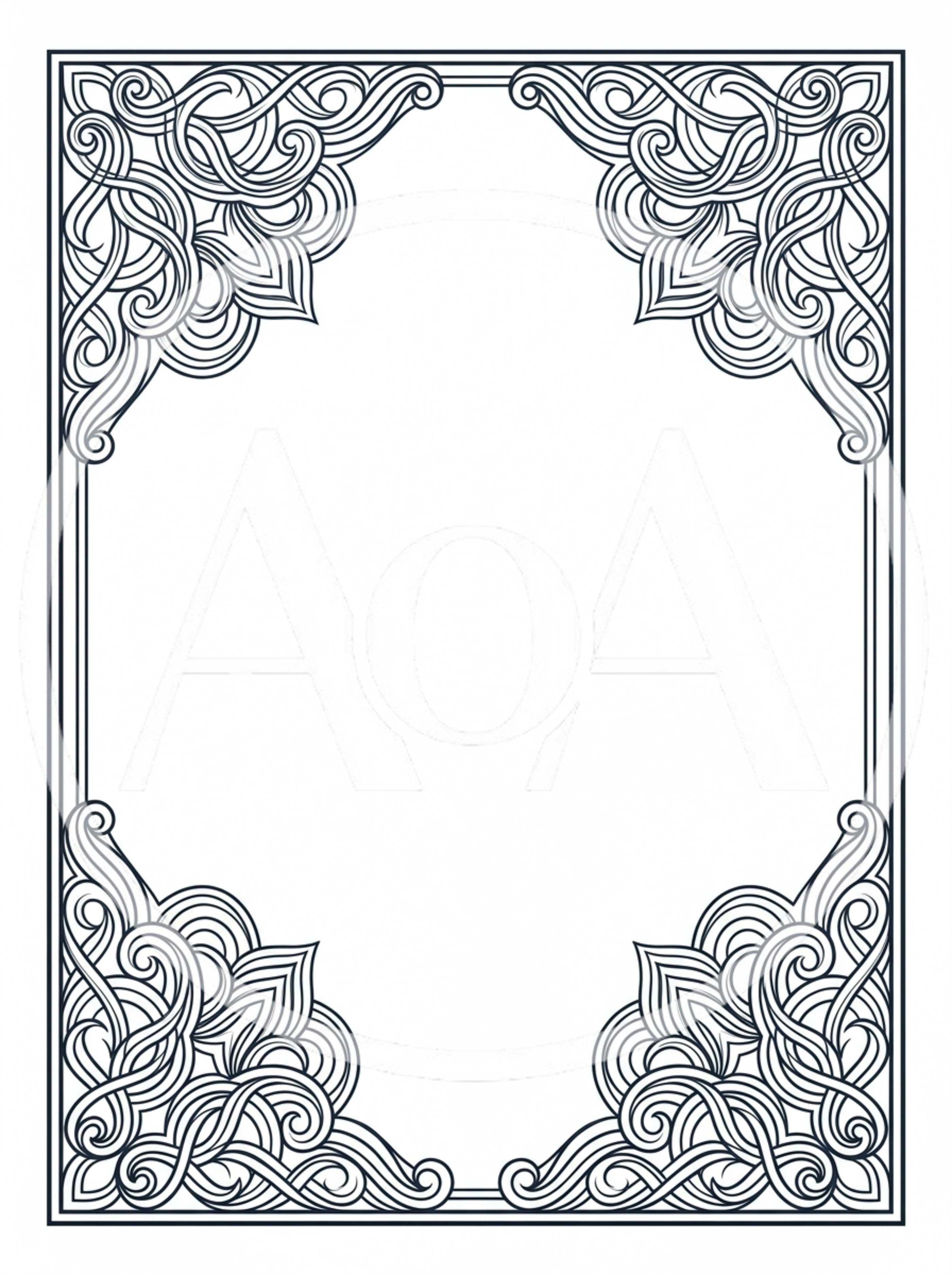 Decorative Ornate Border Frame With Swirling Floral Patterns