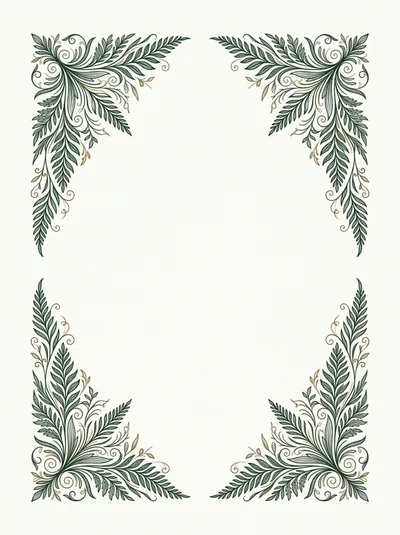 Elegant Botanical Fern Leaf Corner Frame Illustration